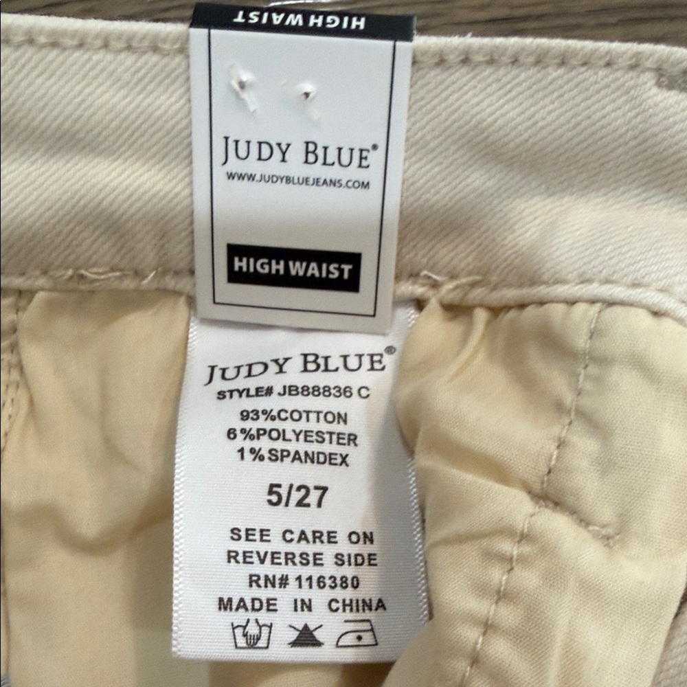 NWT- Judy Blue Cream Wide Leg Garment Dyed High Waist crochet patchwork Jeans - Picture 11 of 11